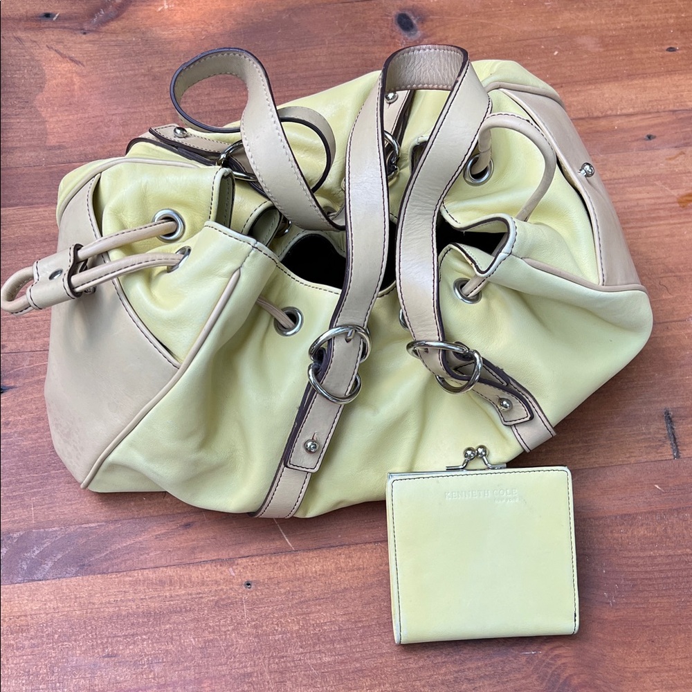 Kenneth Cole Yellow and Tan Shoulder Bag